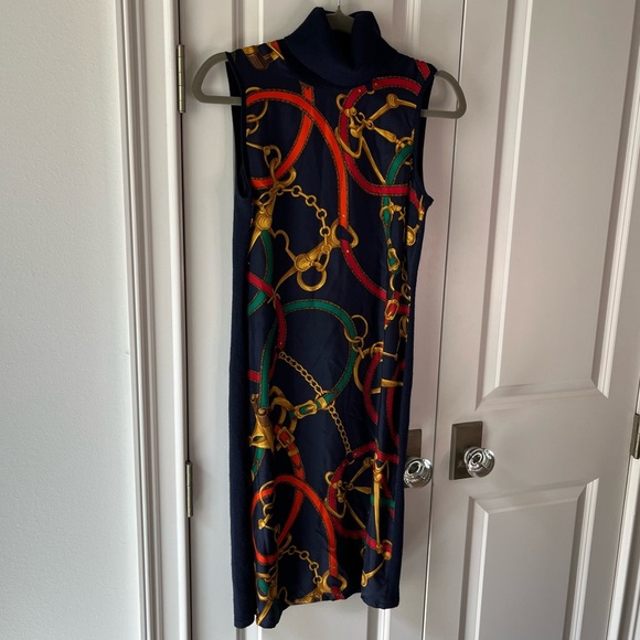Lauren Ralph Lauren Silk and Wool Equestrian Print Sweater Dress size XS - Picture 4 of 8